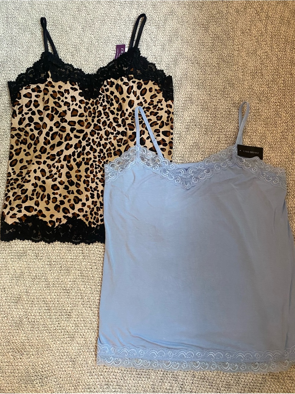 NWT Lot of 2 Lane Bryant Lace Trim Cami Tops Plus Size 18/20 2X Leopard Blue Y2K